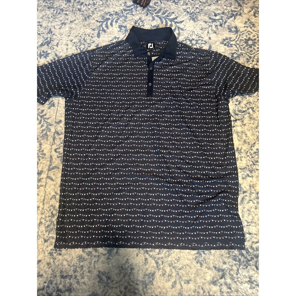 FootJoy Polo Shirt Men's 2XL Polka Dot Gray Golf Performance Wicking AOP